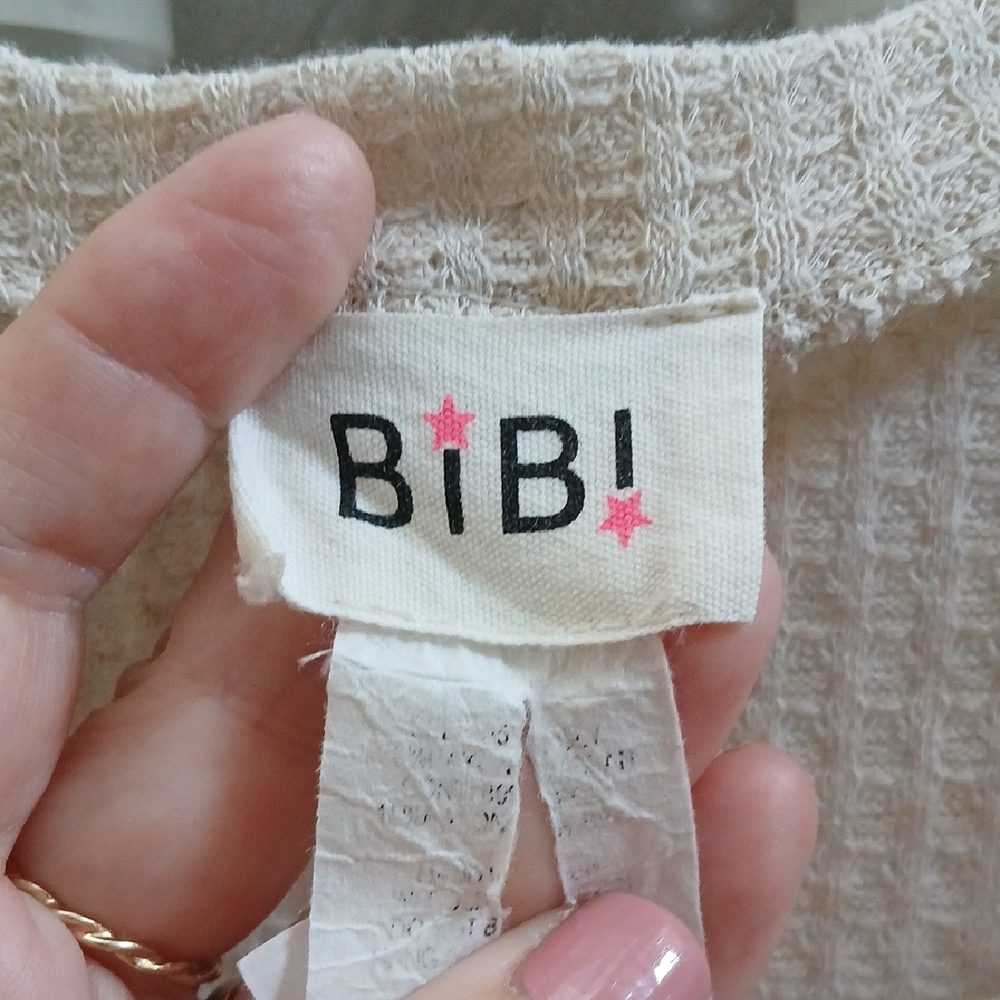 BiBi Beige Sweatshirt with Leopard Print and Lace - Picture 4 of 6